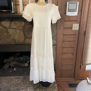 Fehrnvi‎ Dress Cream Size Small Women's Midi cottage prairie core